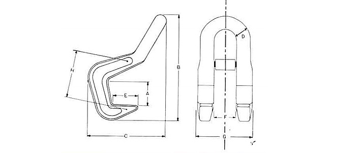 鹰牌EH型水平钢板吊具尺寸图