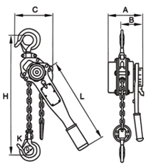 日式环链手扳葫芦尺寸图：龙海起重工具