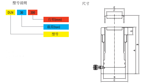 DLN型自锁式液压千斤尺寸图